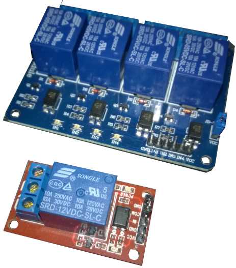 Différentes cartes relais compatibles Arduino.