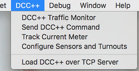 JMRI menu DCC++