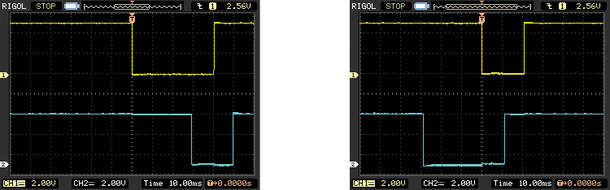 Impulsions envoyées par l'encodeur vues à l'oscilloscope.