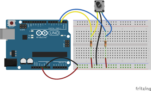 Montage de test de l'encodeur