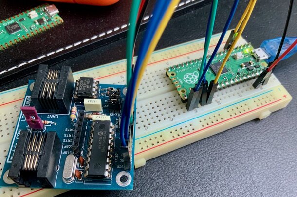 Figure 5 : Essai du Raspberry PI Pico avec le module CAN Locoduino