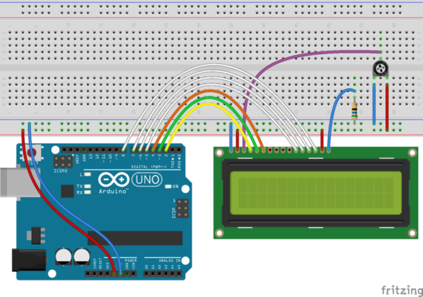 Câblage d'un écran LCD sur un Arduino Uno