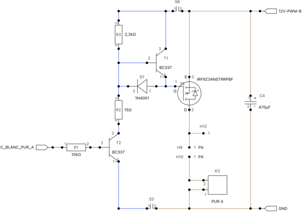 Figure 1 : Schéma pour la PWM 12V des rubans de LED blanches.