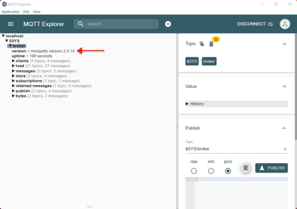 Figure 8 : MQTT Explorer est connecté au Broker