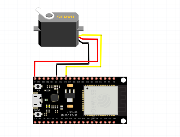 Câblage du servo avec l'ESP32