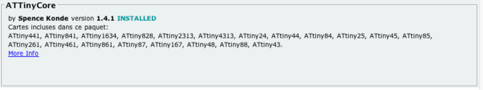 Figure 7 : Installation des cartes "ATTinyCore".