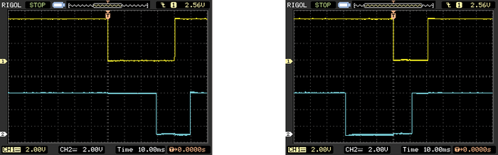 Impulsions envoyées par l'encodeur vues à l'oscilloscope.
