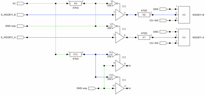 Figure 2 : Circuit d'interface des rubans de LED WS2811.