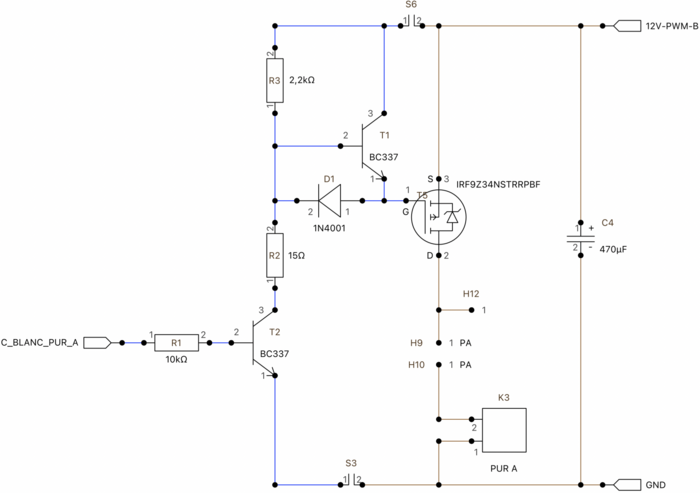 Figure 1 : Schéma pour la PWM 12V des rubans de LED blanches.